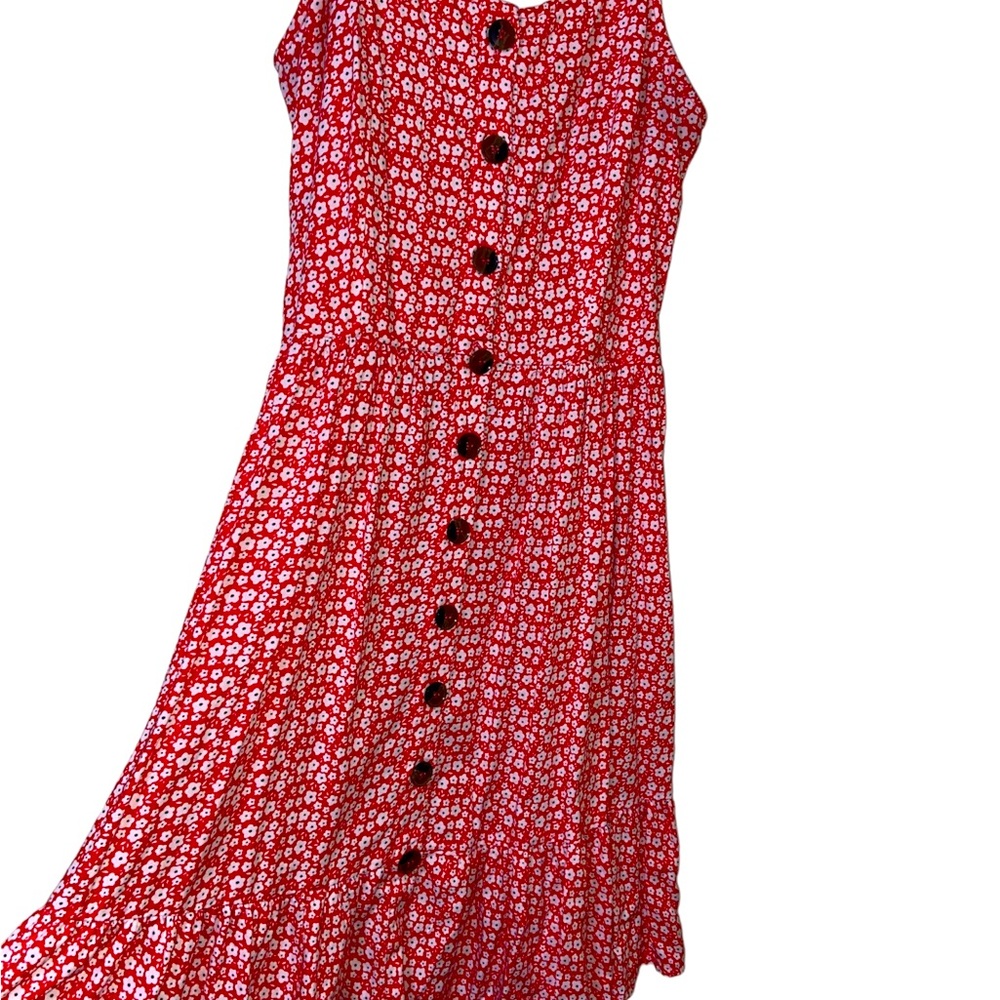 Japan Summer dress with spaghetti straps Red&white flowers Excellent condition